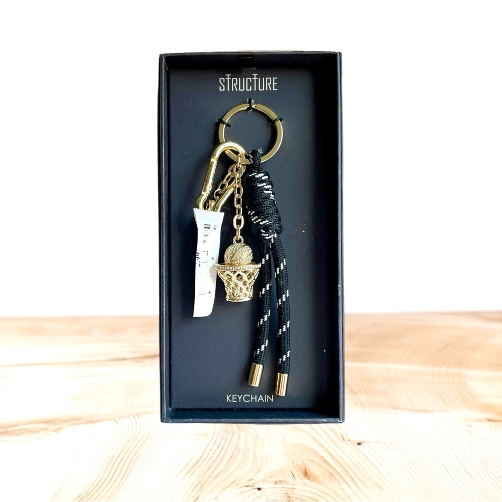 Structure Basketball Gold and Black Keychain Or Purse Charm